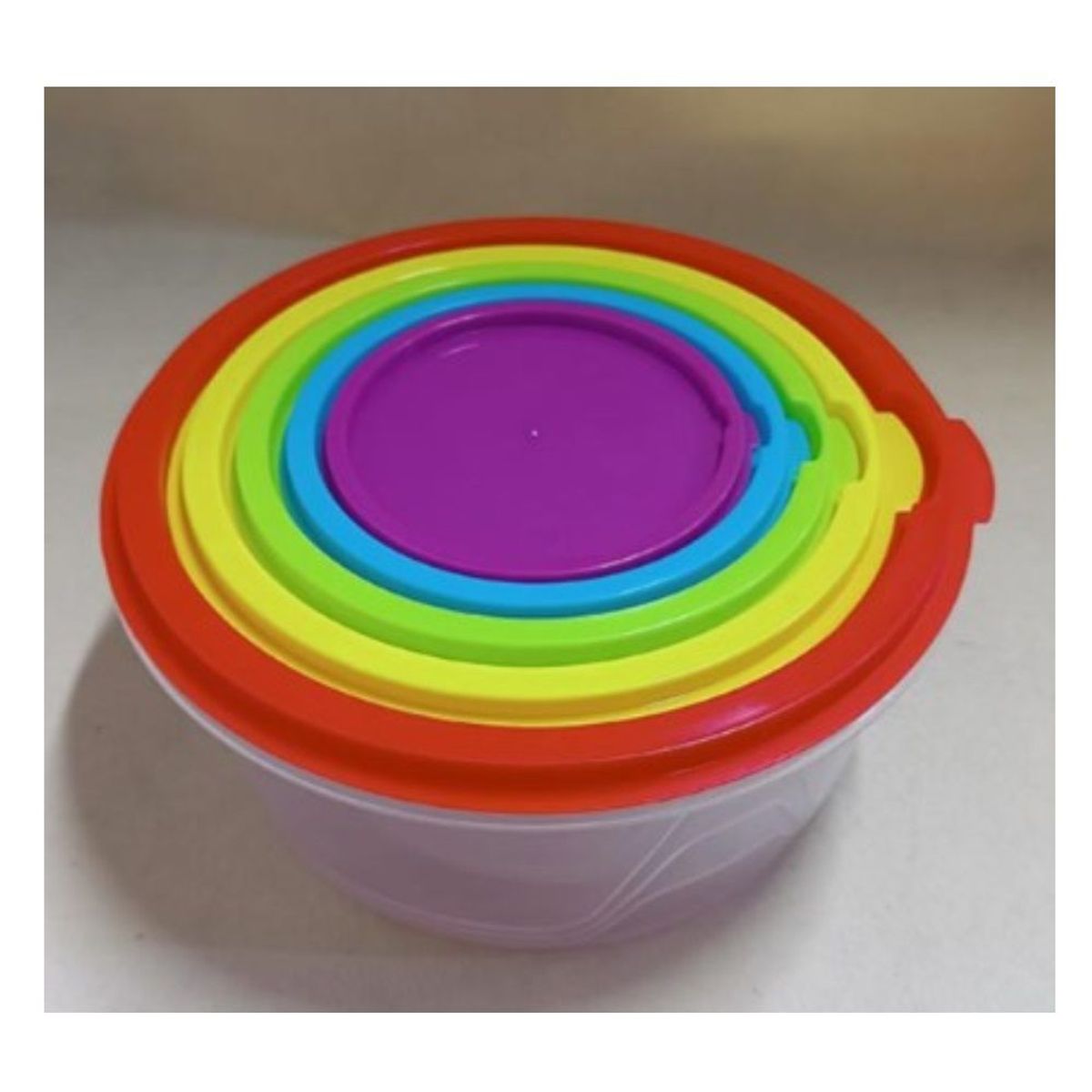 GENERICO - Set 5 Tapers Plástico Circulares con Tapa Contenedores