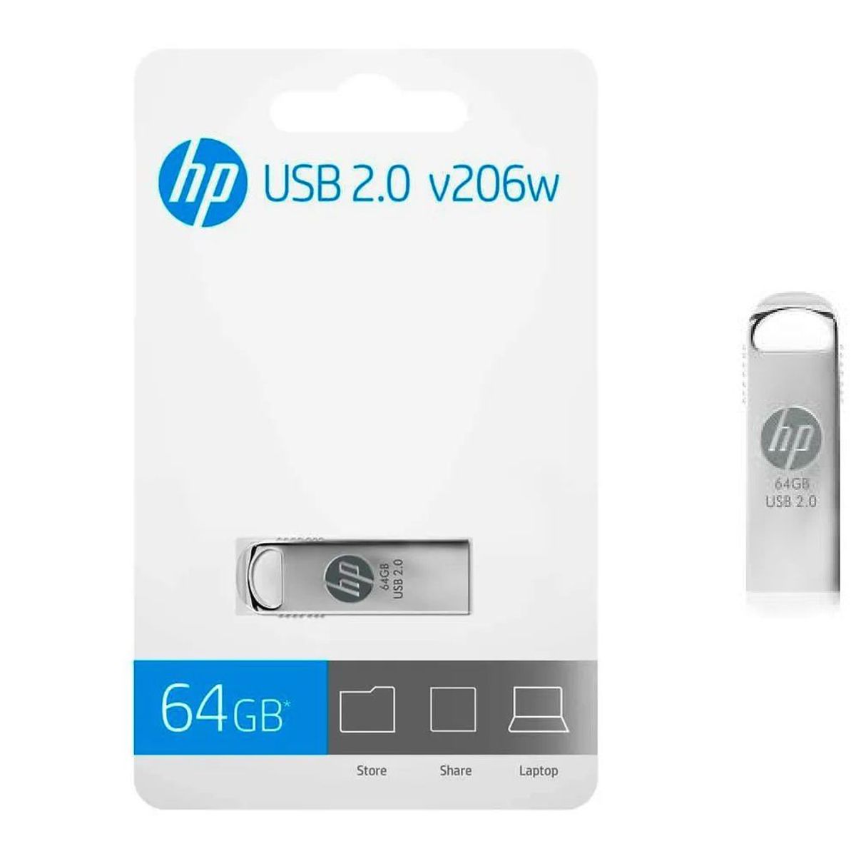 HP - MEMORIA USB 2.0 HP 64GB V206W PLATEADO