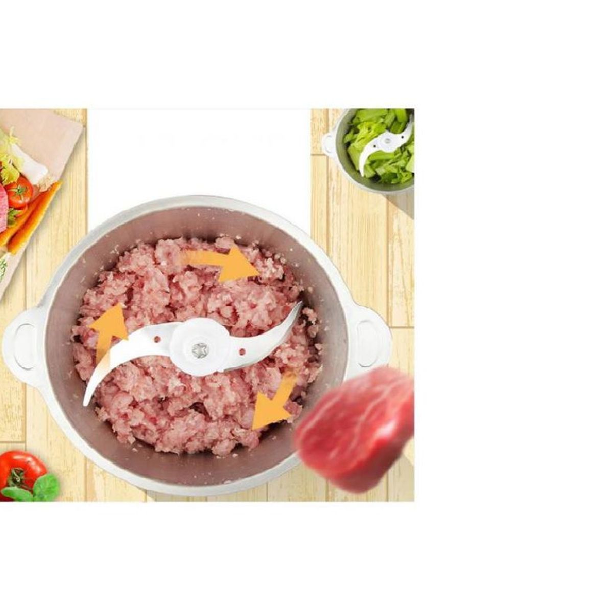 GENERICO - Picatodo de Alimentos Electrico de 2 Litros  Acero Inoxidable