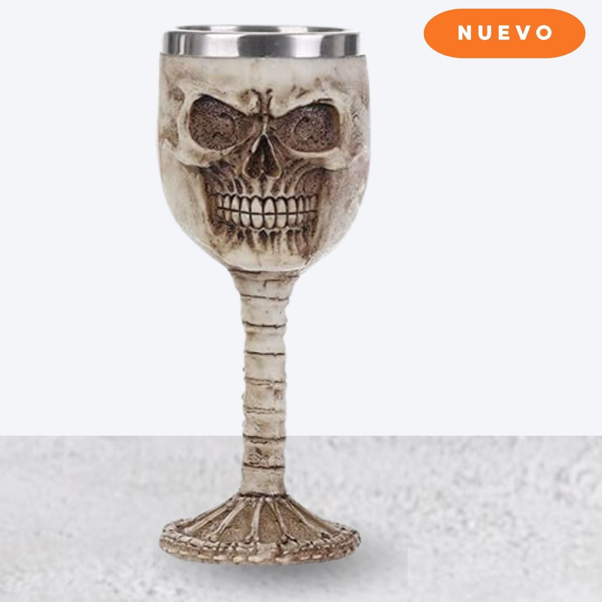 GENERICO - Copa Calavera de 350ml Acero con Resina