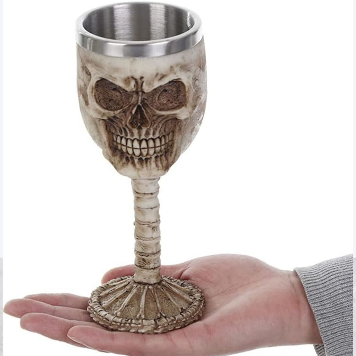 GENERICO - Copa Calavera de 350ml Acero con Resina