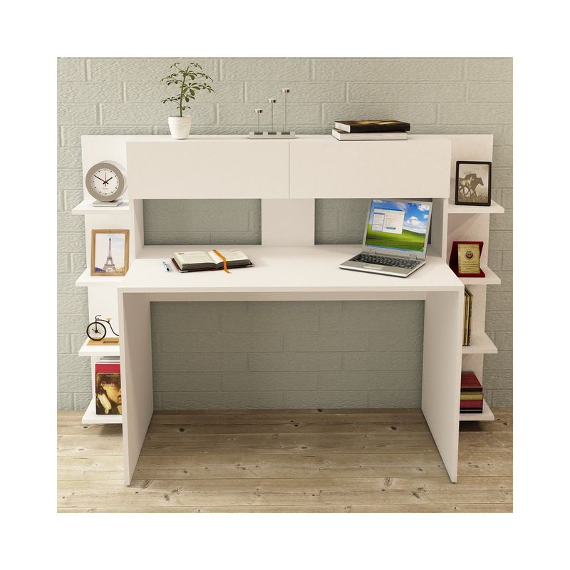 AMUEBLE - Escritorio de melamine SIENA Blanco Tiendas Amueble