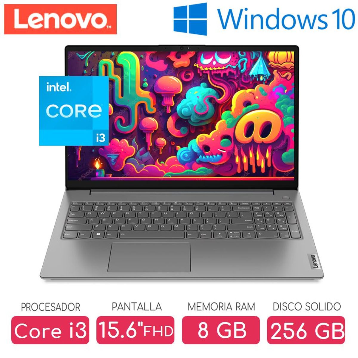 LENOVO - Laptop LENOVO intel Core i3 1215U SSD 256gb RAM 8gb Pant 15.6 FHD Windows V15 G3