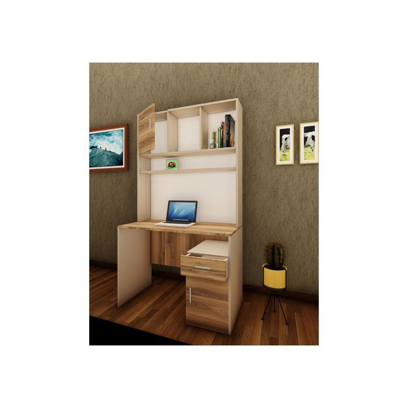AMUEBLE - Escritorio de melamine EMPOLI Blanco Tiendas Amueble