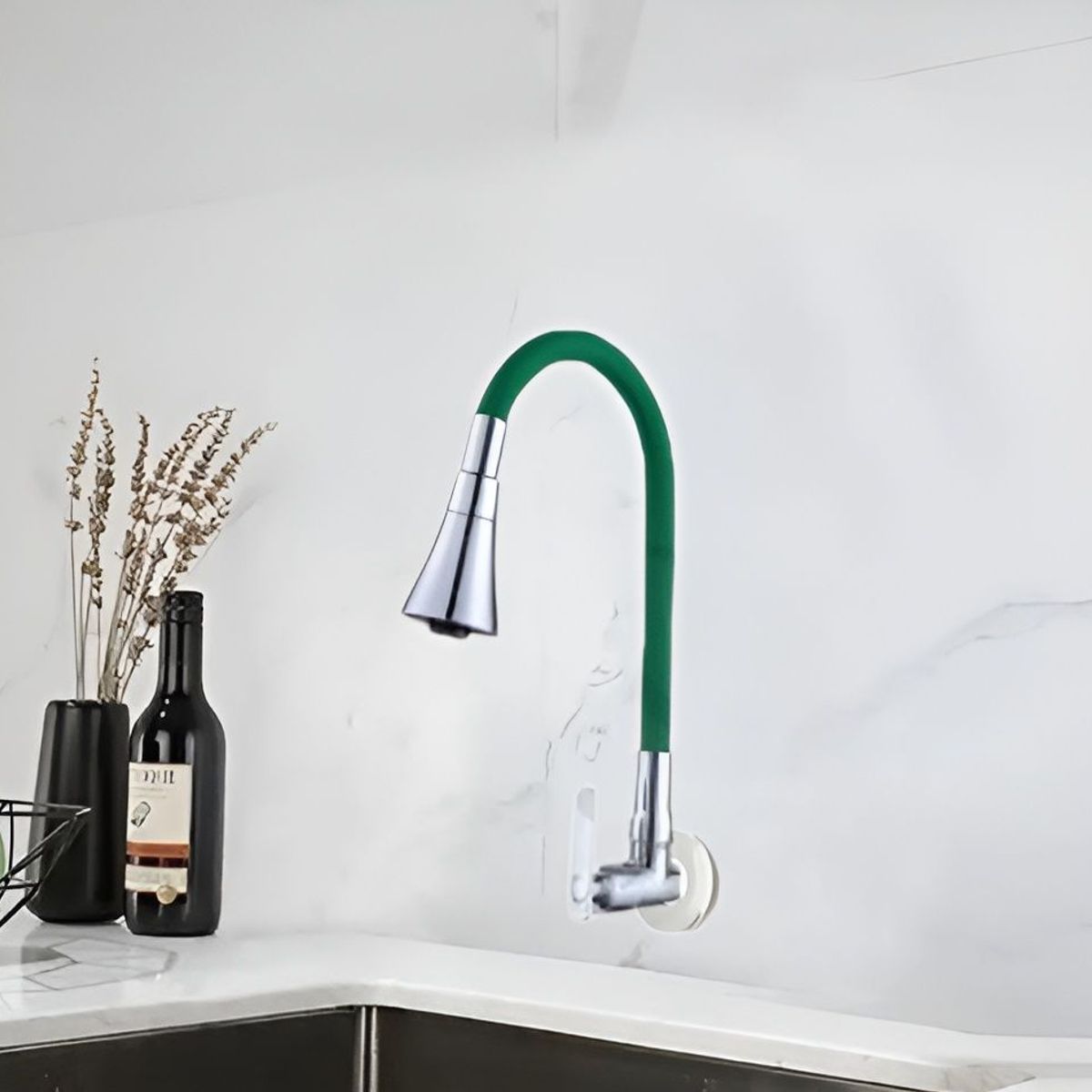 GENERICO - GRIFERIA DE COCINA  PARED FLEXIBLE COLOR VERDE