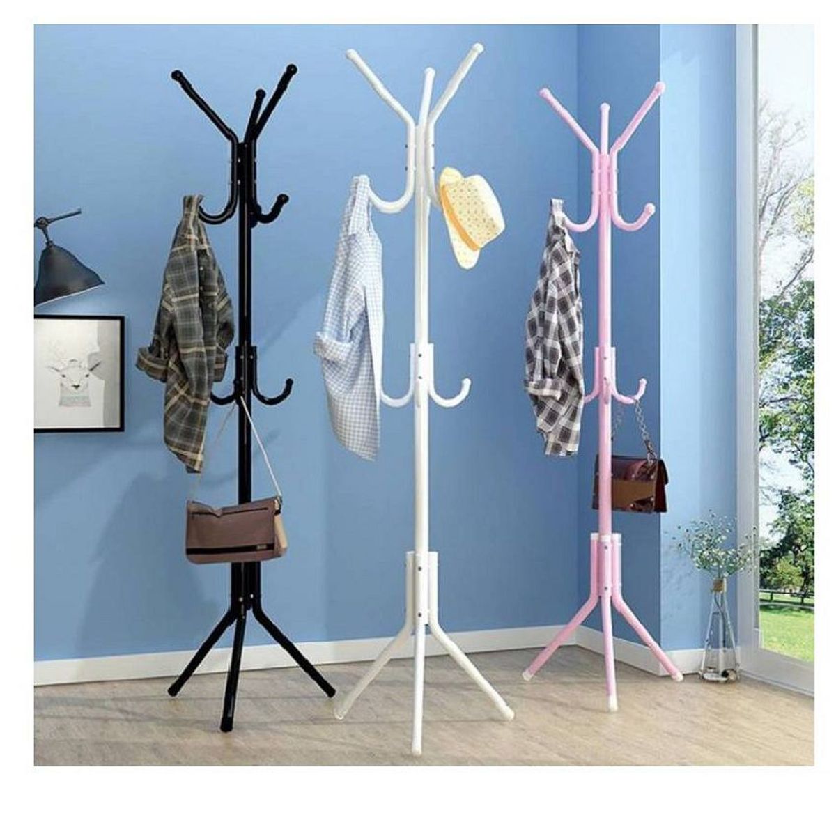 GENERICO - Perchero de Pie Colgador Organizador de Metal Rosado