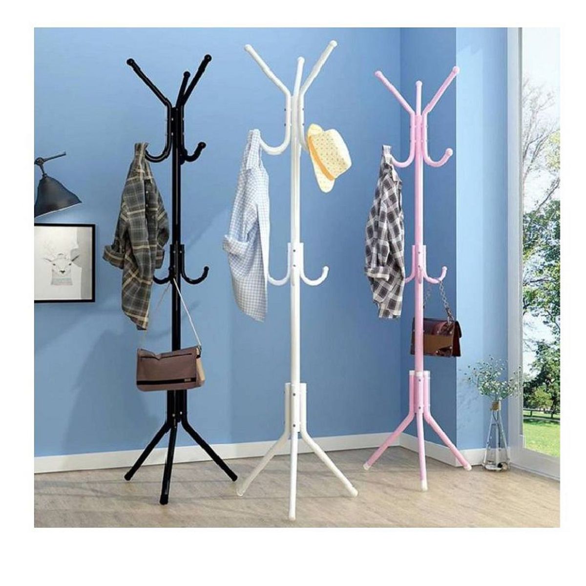 GENERICO - Perchero de Pie Colgador Organizador de Metal Rosado