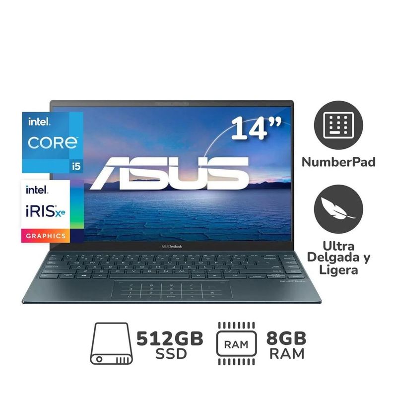 ASUS - Laptop ASUS ZENBOOK UX425 14 FHD IPS i5 11va 8GB 512SSD