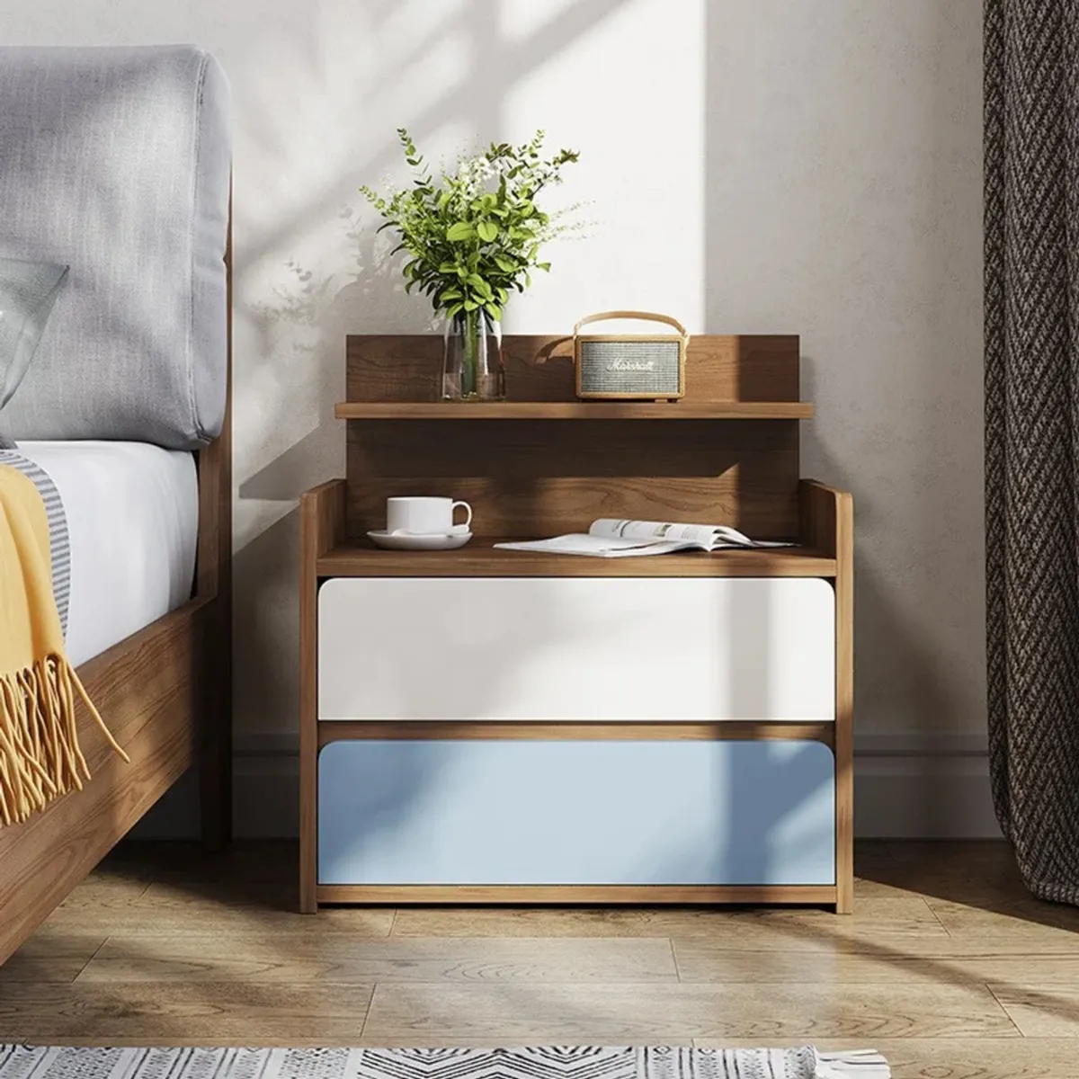 TU MESITA - Velador Contemporáneo Tosca 2 cajones 60cm TU MESITA