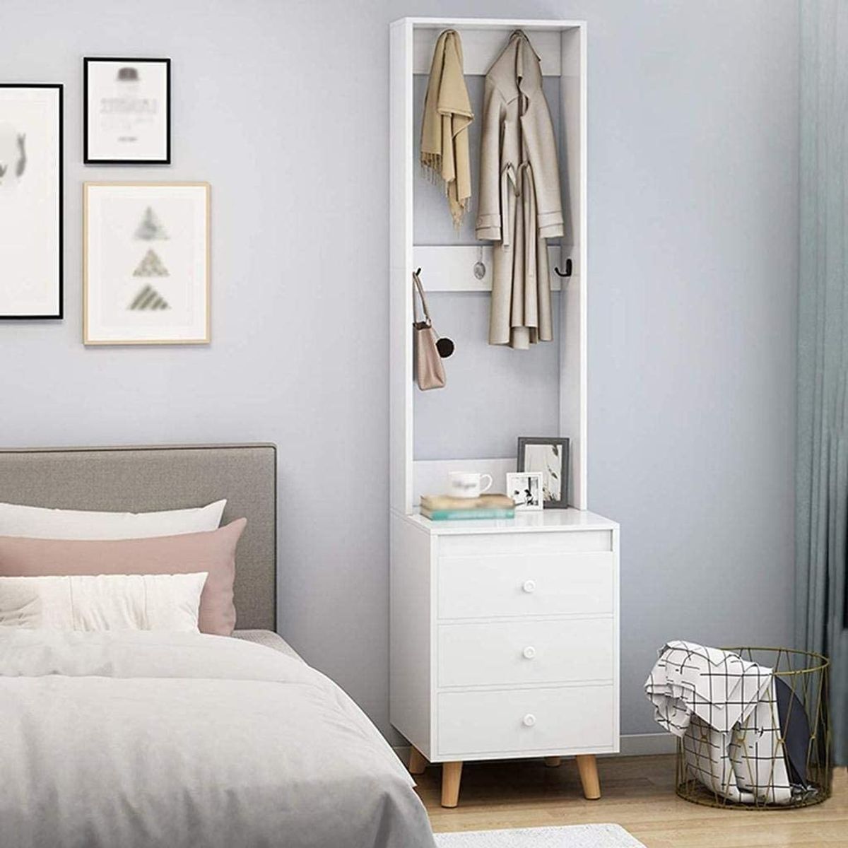 TU MESITA - Velador con Perchero Kulí Blanco 180cm TU MESITA