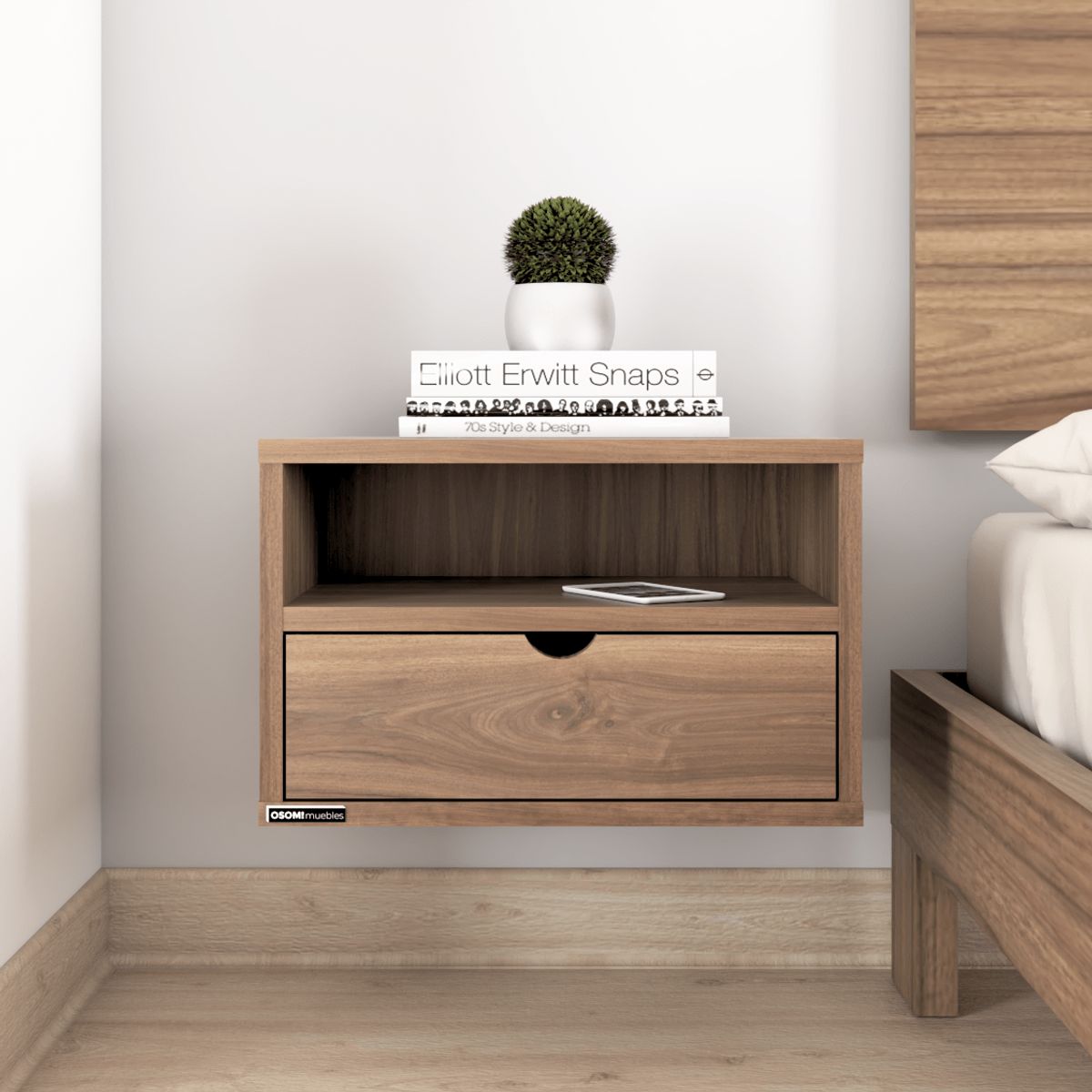 TU MESITA - Velador Flotante Contemporáneo Paco Marrón 45cm TU MESITA