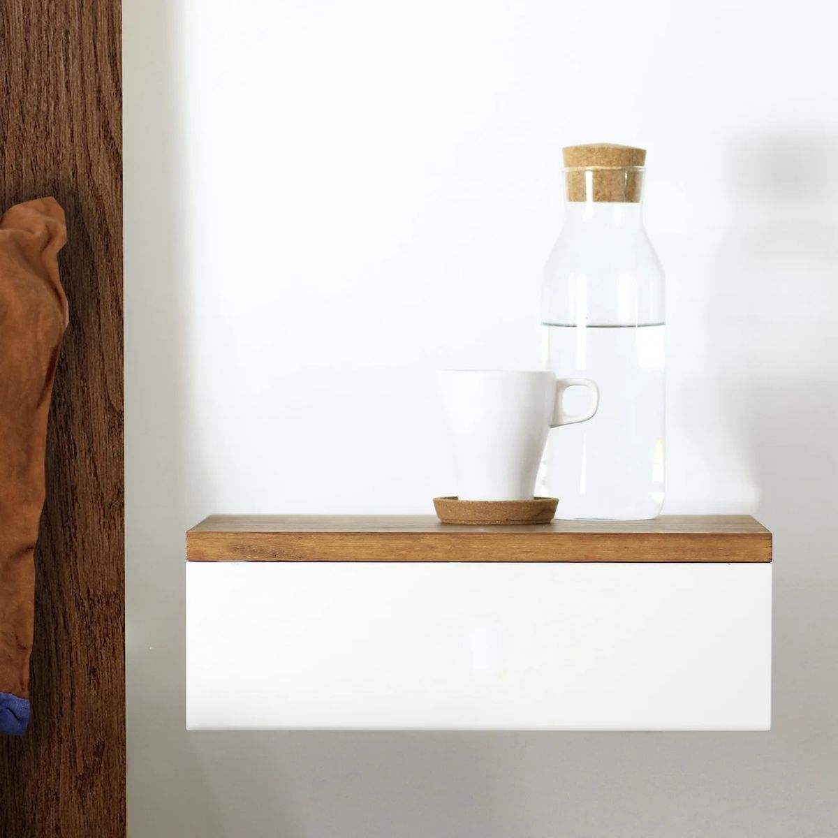 TU MESITA - Velador Flotante Contemporáneo Tame Blanco-Marrón 40cm TU MESITA