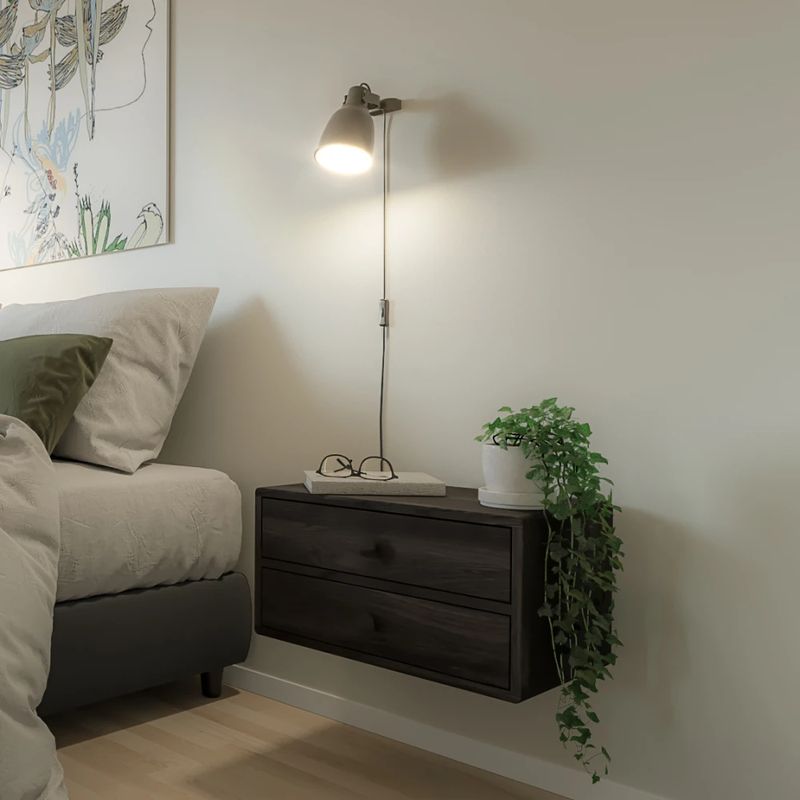 TU MESITA - Velador Flotante Contemporáneo Joako Negro 50cm TU MESITA