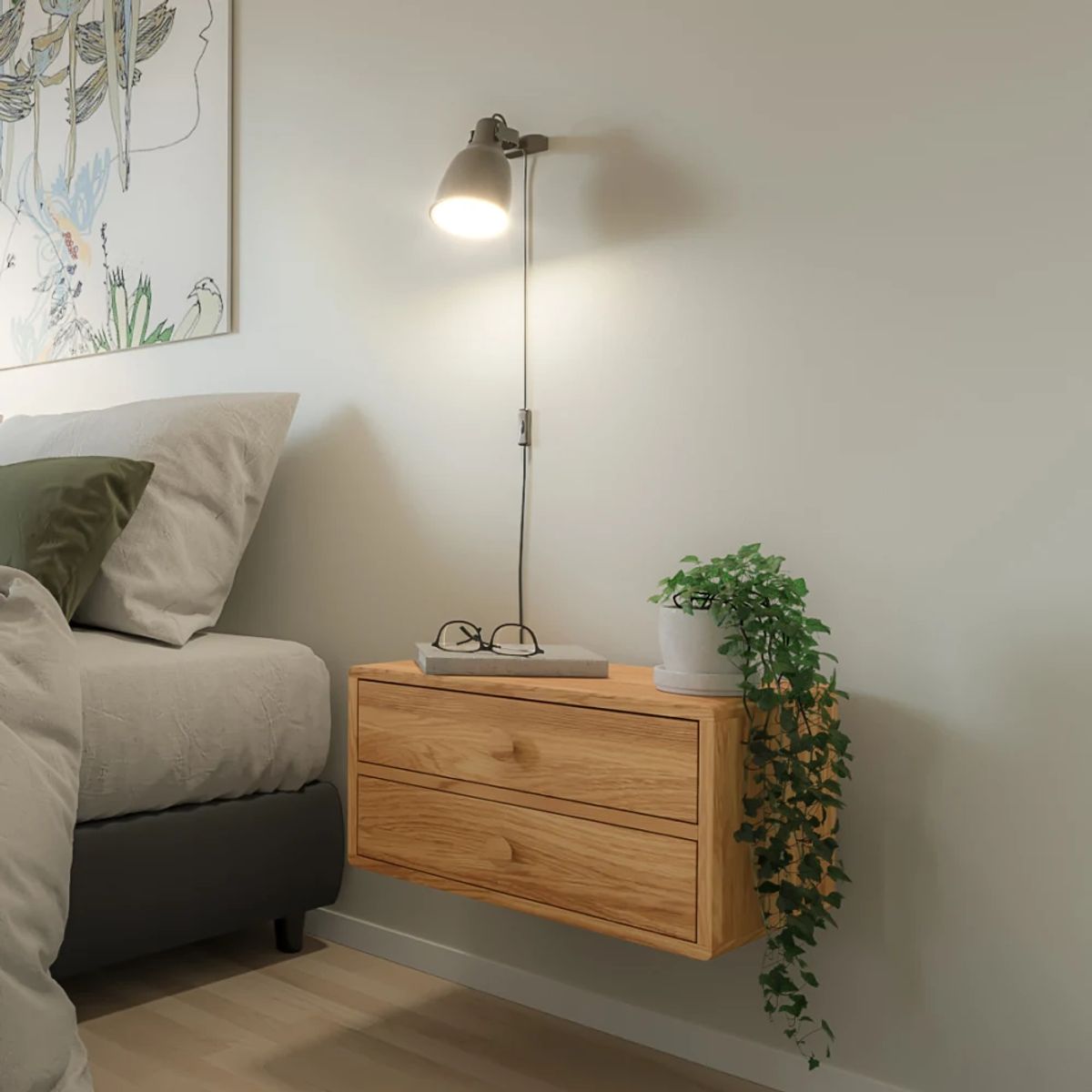 TU MESITA - Velador Flotante Contemporáneo Joako Marrón 50cm TU MESITA