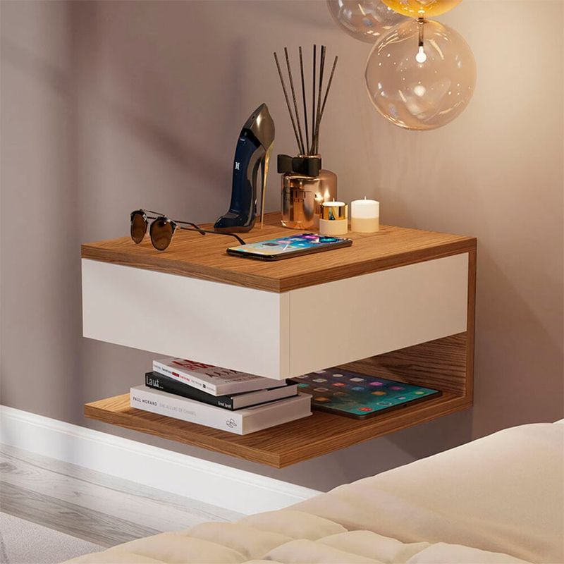 TU MESITA - Velador Flotante Contemporáneo Miró Marrón-Blanco 34 cm TU MESITA