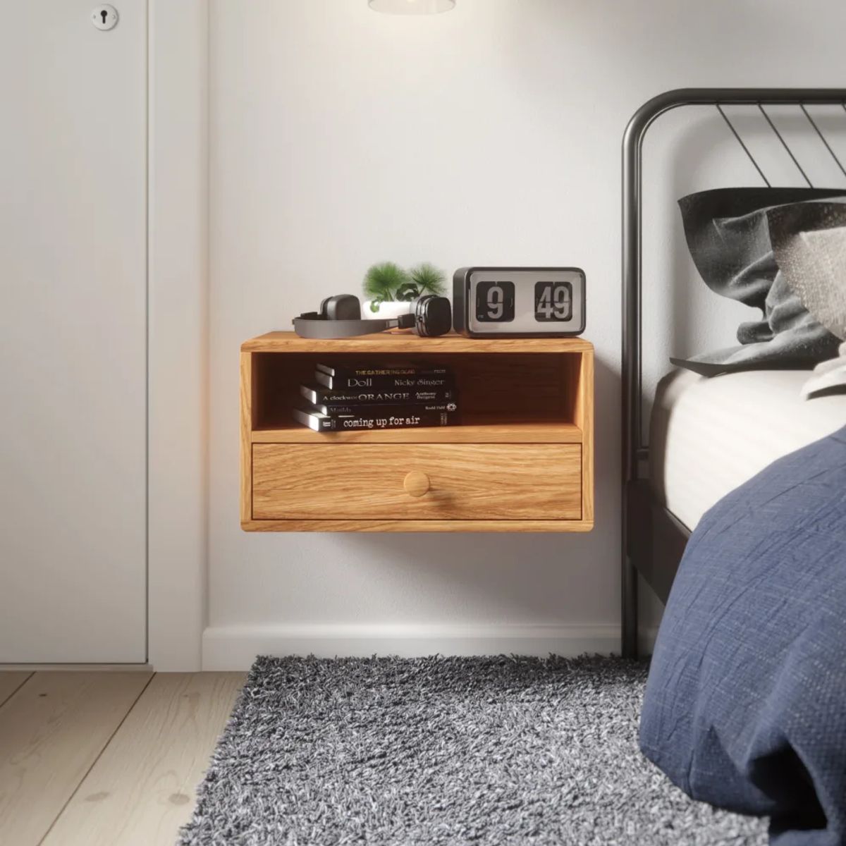 TU MESITA - Velador Flotante Contemporáneo Vinil Marrón 50cm TU MESITA