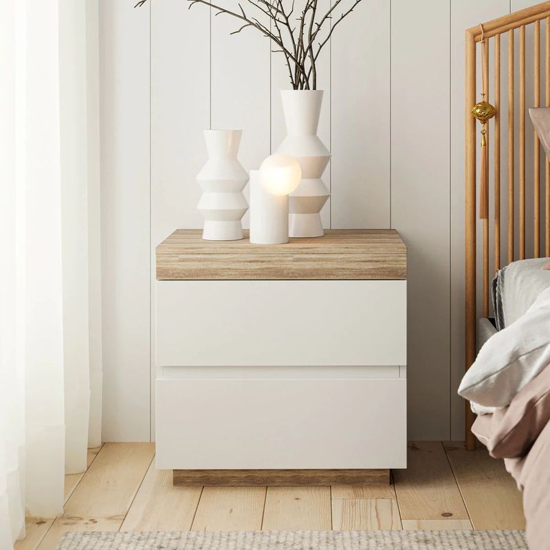 TU MESITA - Velador Contemporáneo Marat Blanco-Duna 55cm TU MESITA