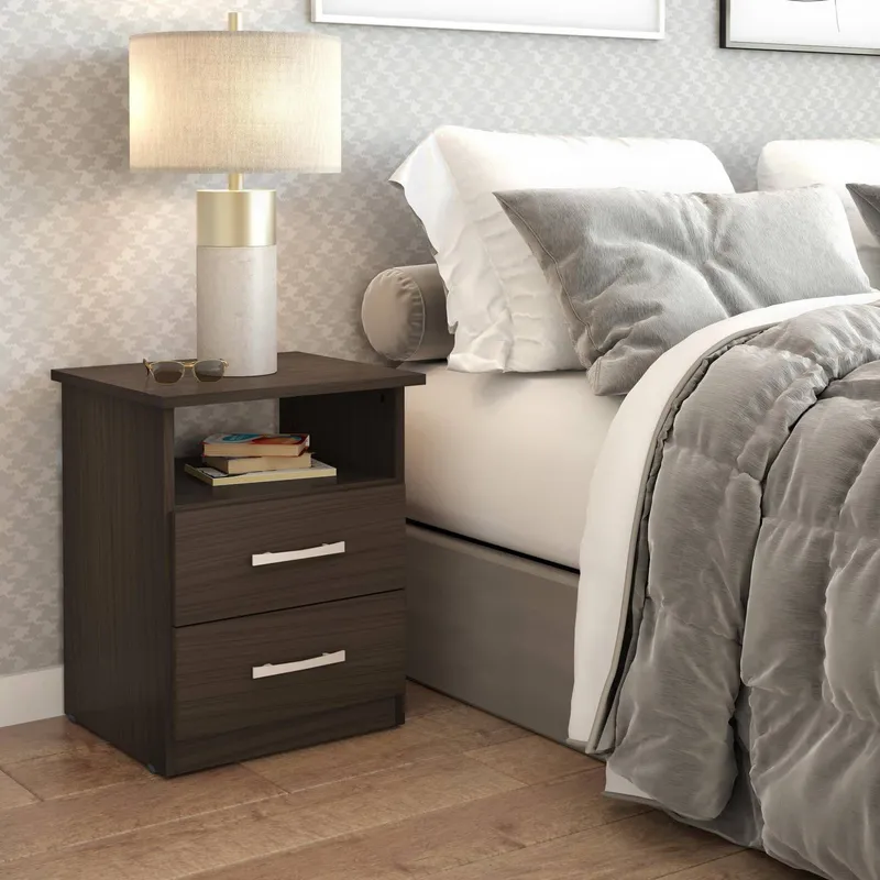 TU MESITA - Velador Mesa de Noche Matías Marrón 2 Cajones 42x36x51 cm TU MESITA