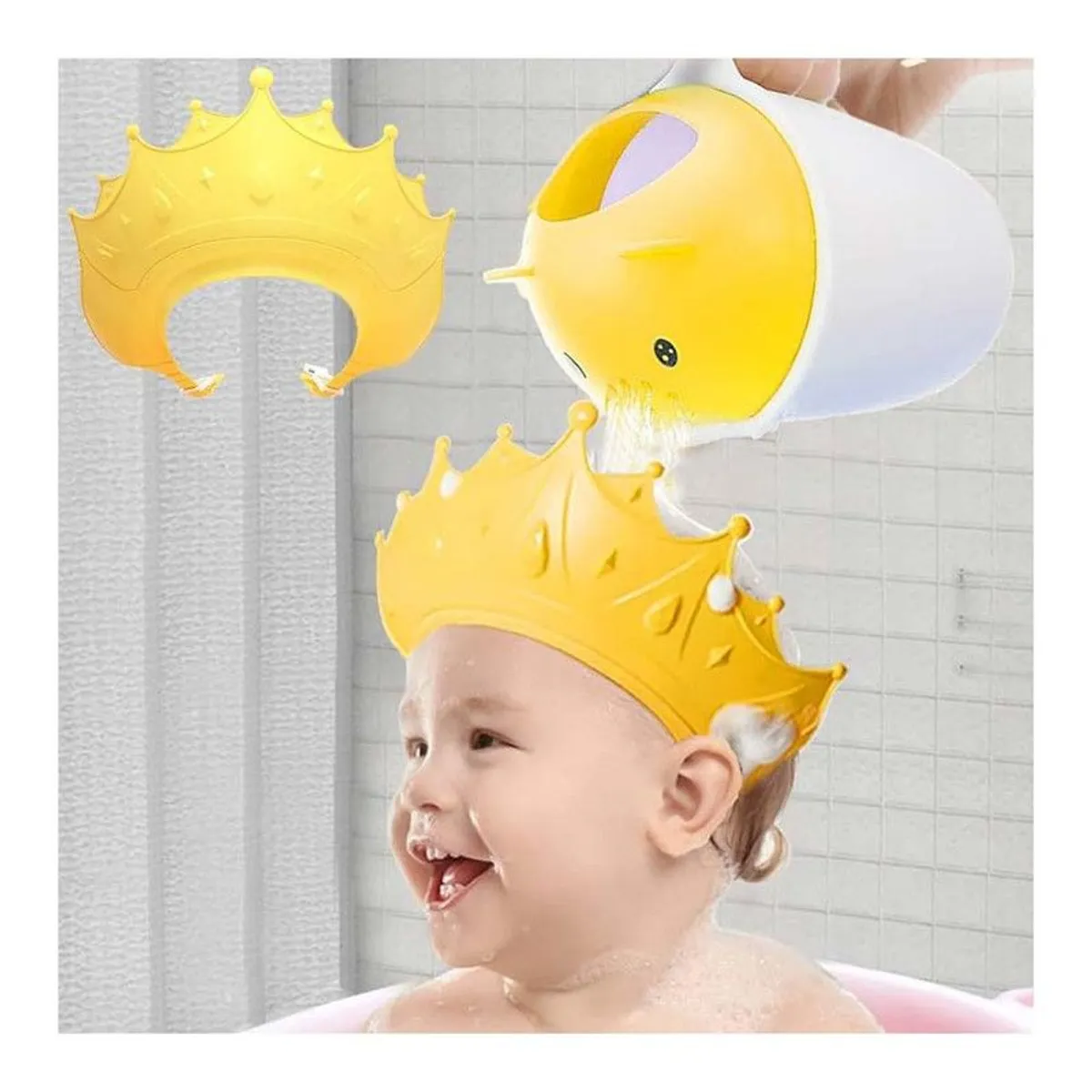 GENERICO - Gorro de Ducha en Forma de Corona para Bebes