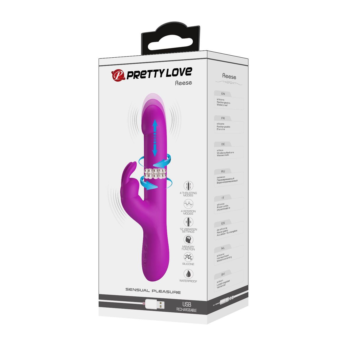 PRETTY LOVE - Vibrador Consolador Estimulador Rabbit Movimiento Múltiple carga USB