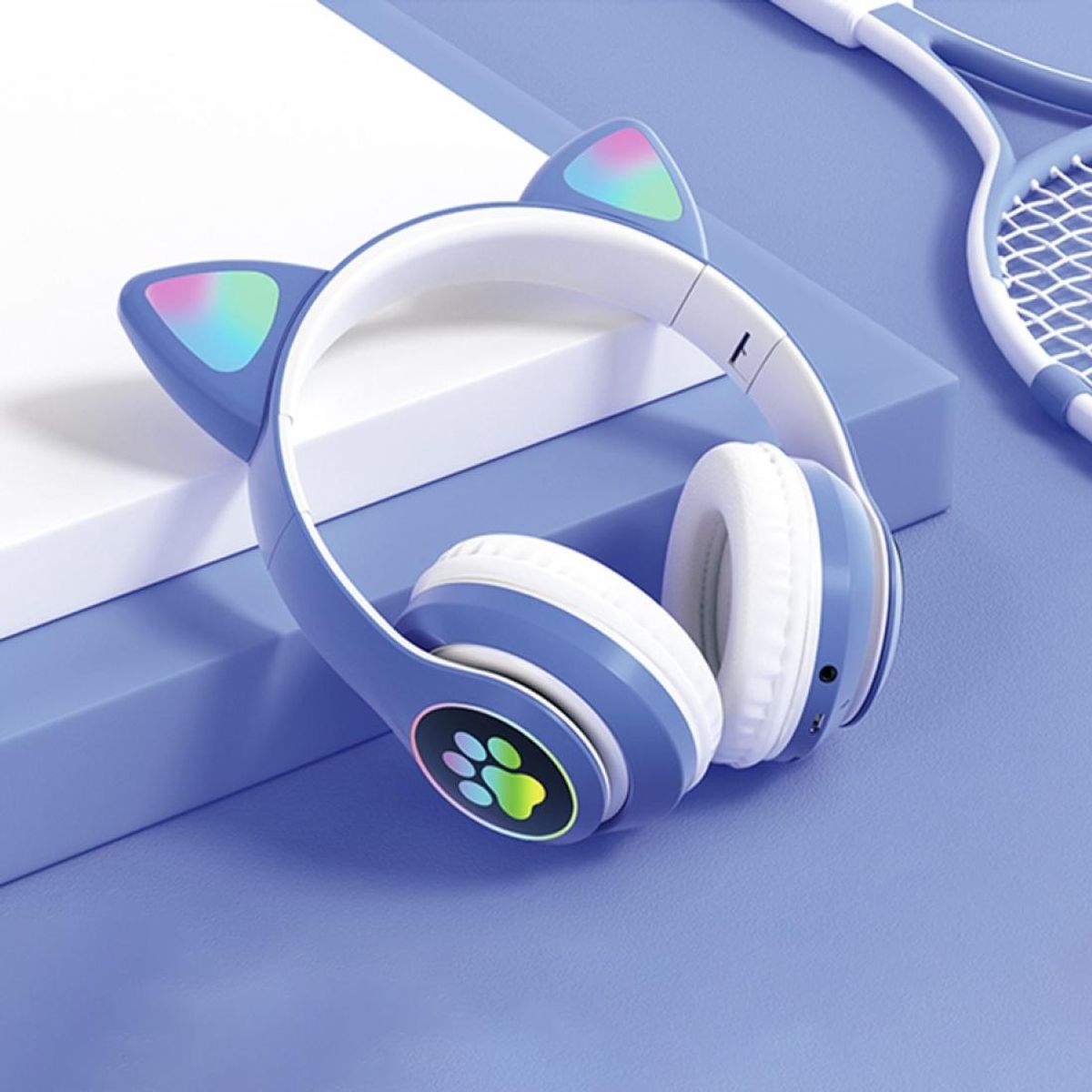 SEISA - Audífonos bluetooth oreja de gato con luz led nuevo caja