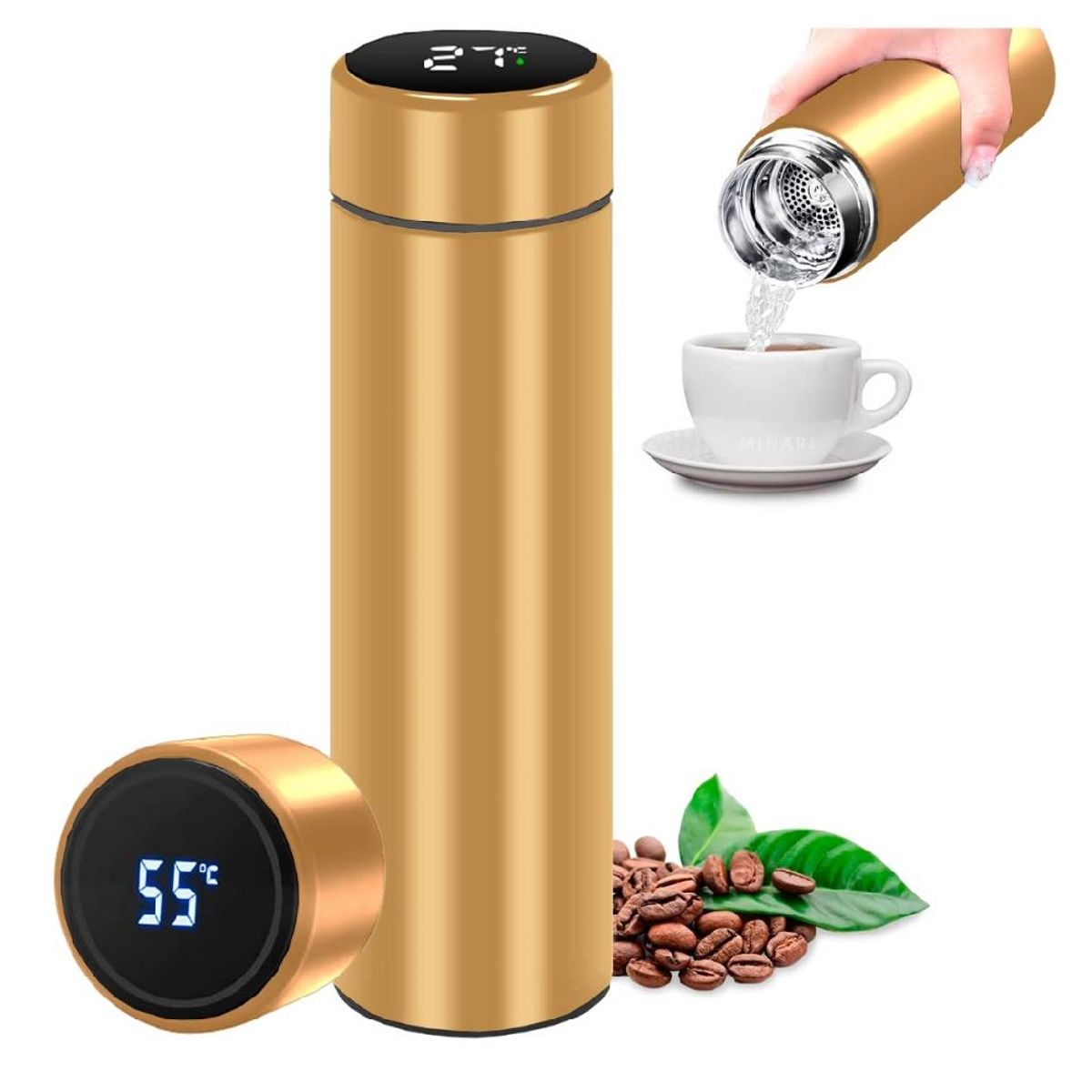 GENERICO - Termo Digital Tomatodo Inteligente Medidor de Temperatura Táctil 500ml