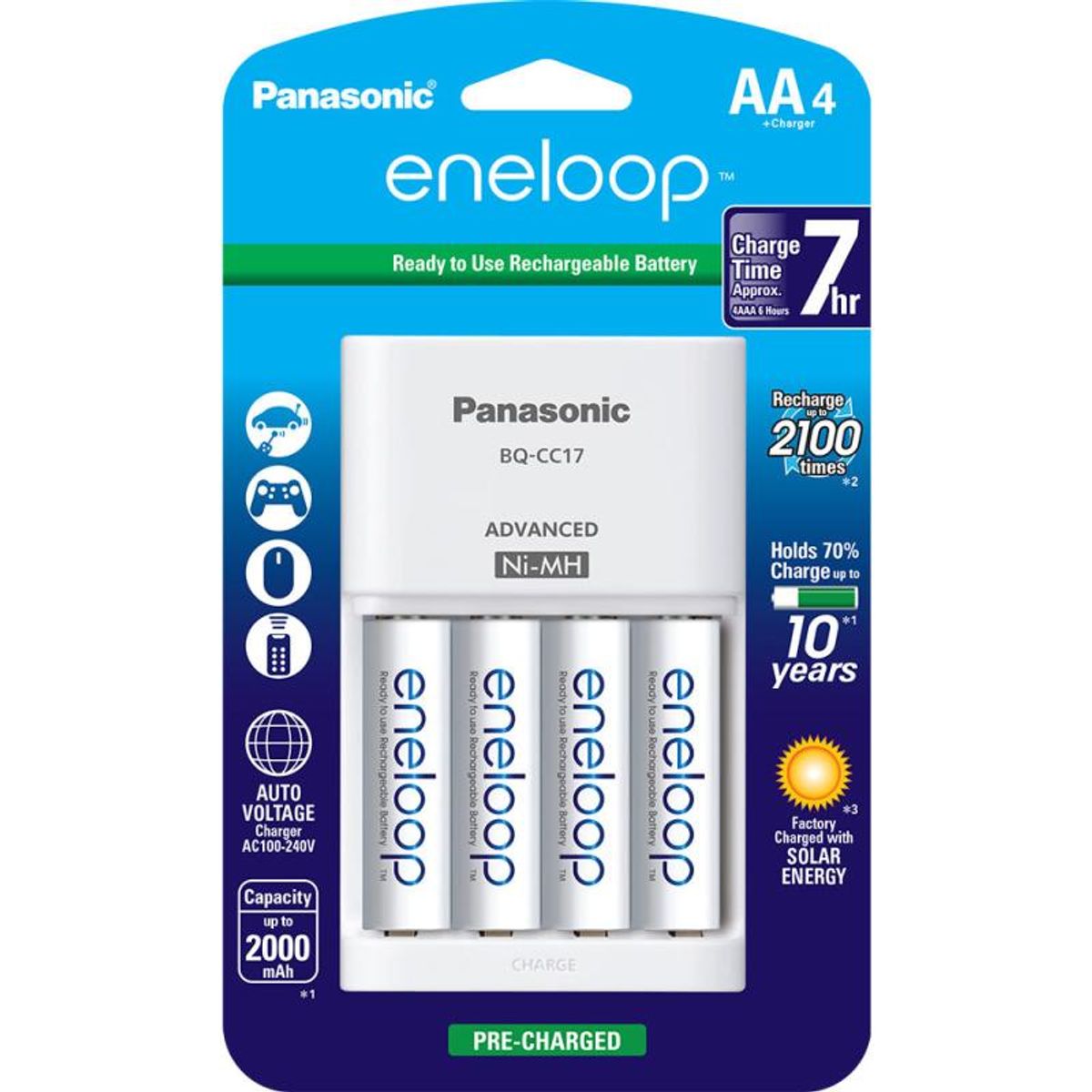 PANASONIC - CARGADOR PANASONIC BQ-CC17 ENELOOP + 4 PILAS AA 2100mAh