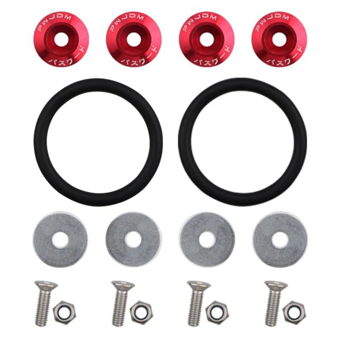 GENERICO - KIT SUJETADOR DE PARACHOQUE REDONDO ROJO 4PCS