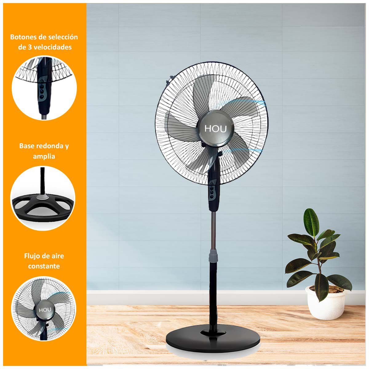 SASARU - Ventilador Eléctrico de 3 Velocidades