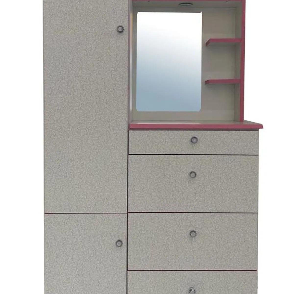 GENERICO - COMODA CON ESPEJO DE 90CM COLOR FLORESTA CON ROSADO