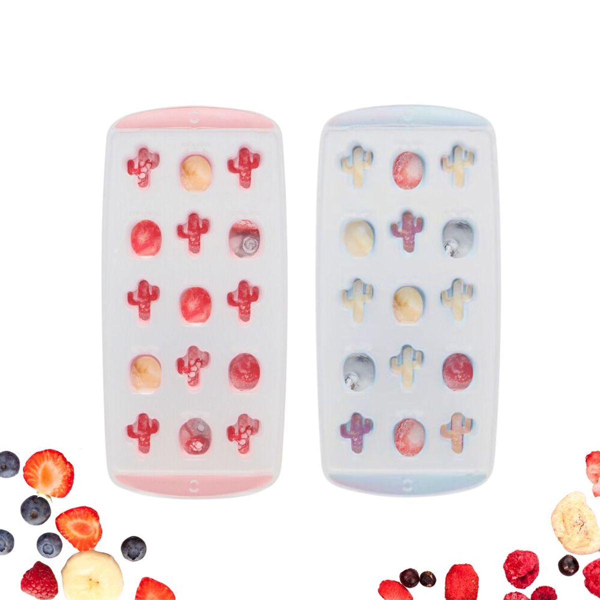 INSPIRA - Molde Bandeja para Hielo de Silicona forma de Cactus y Piña