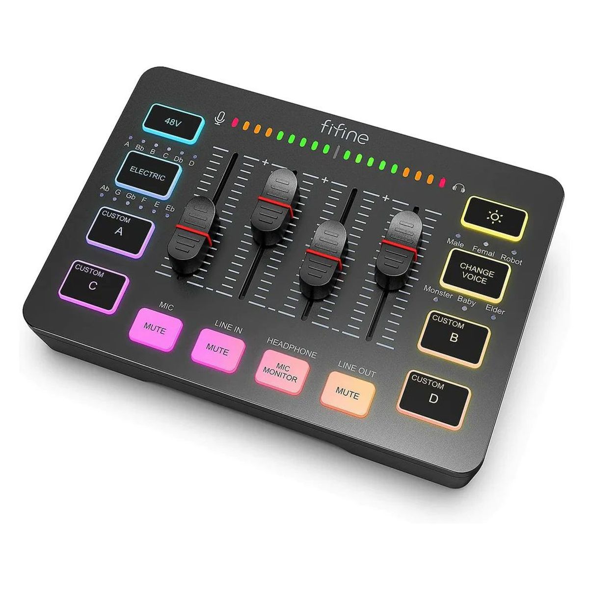 FIFINE - Fifine - Mixer Ampligame SC3 RGB Streaming XLR - Black