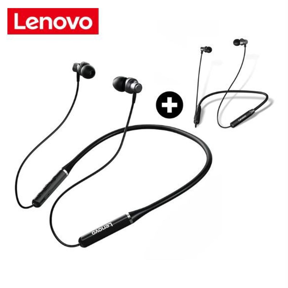LENOVO - COMBO 2 AUDIFONOS BLUETOOTH LENOVO HE05- NEGRO