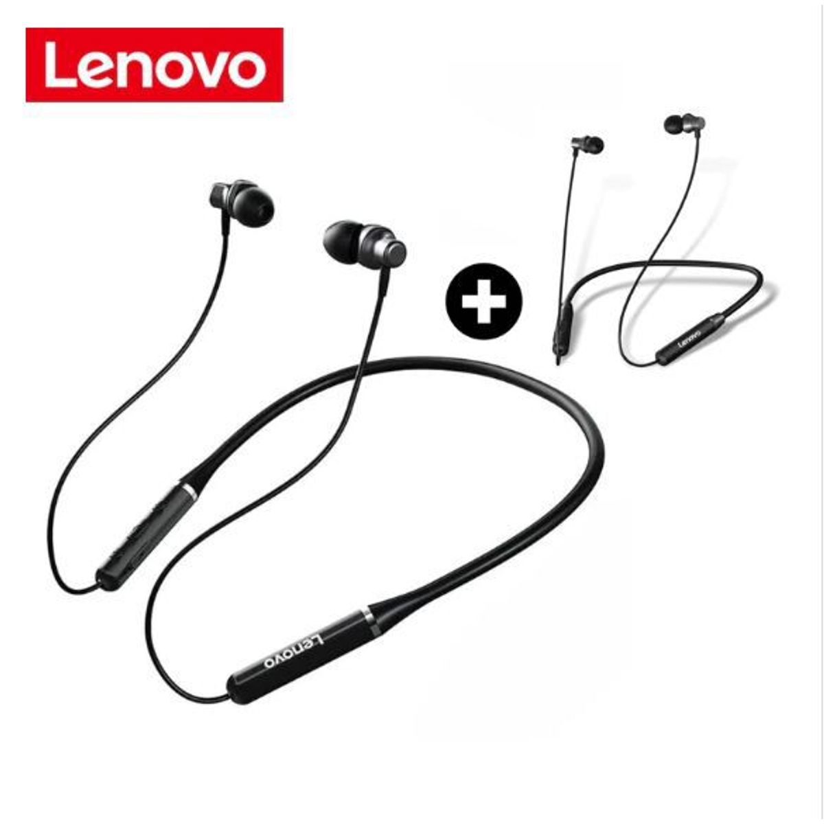 LENOVO - COMBO 2 AUDIFONOS BLUETOOTH LENOVO HE05- NEGRO