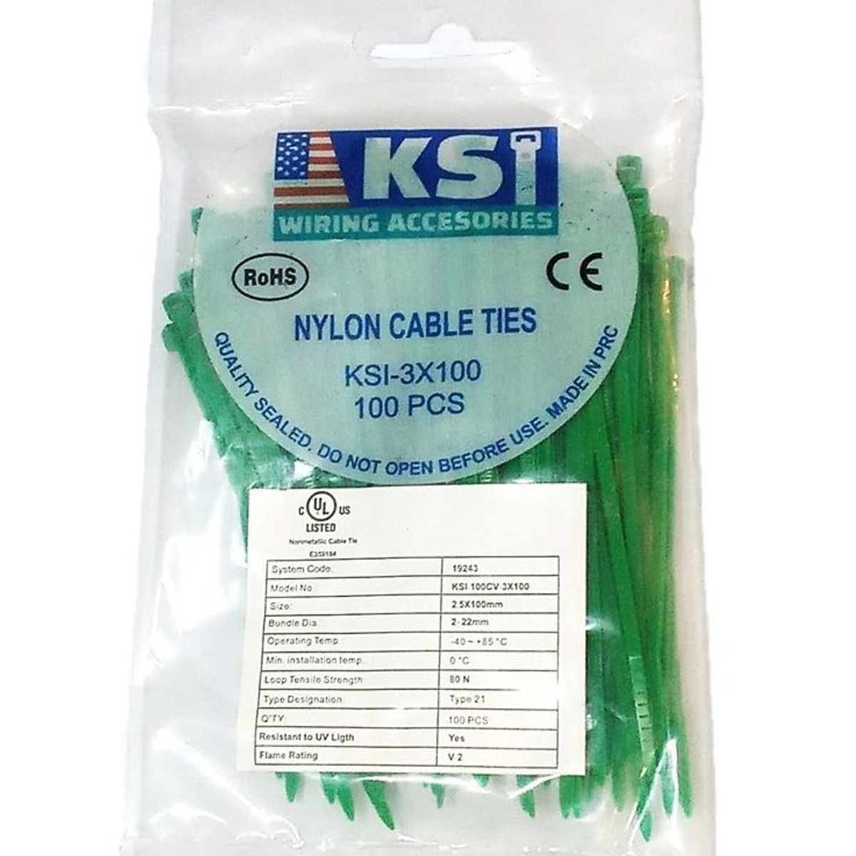 GENERICO - CINTILLO DE AMARRE VERDE POR 100 UNIDADES DE 10CM X 2.5MM