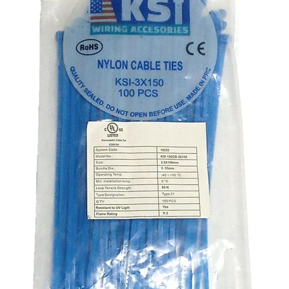 GENERICO - CINTILLO DE AMARRE CELESTE POR 100 UNIDADES DE 15CM X 2.5MM