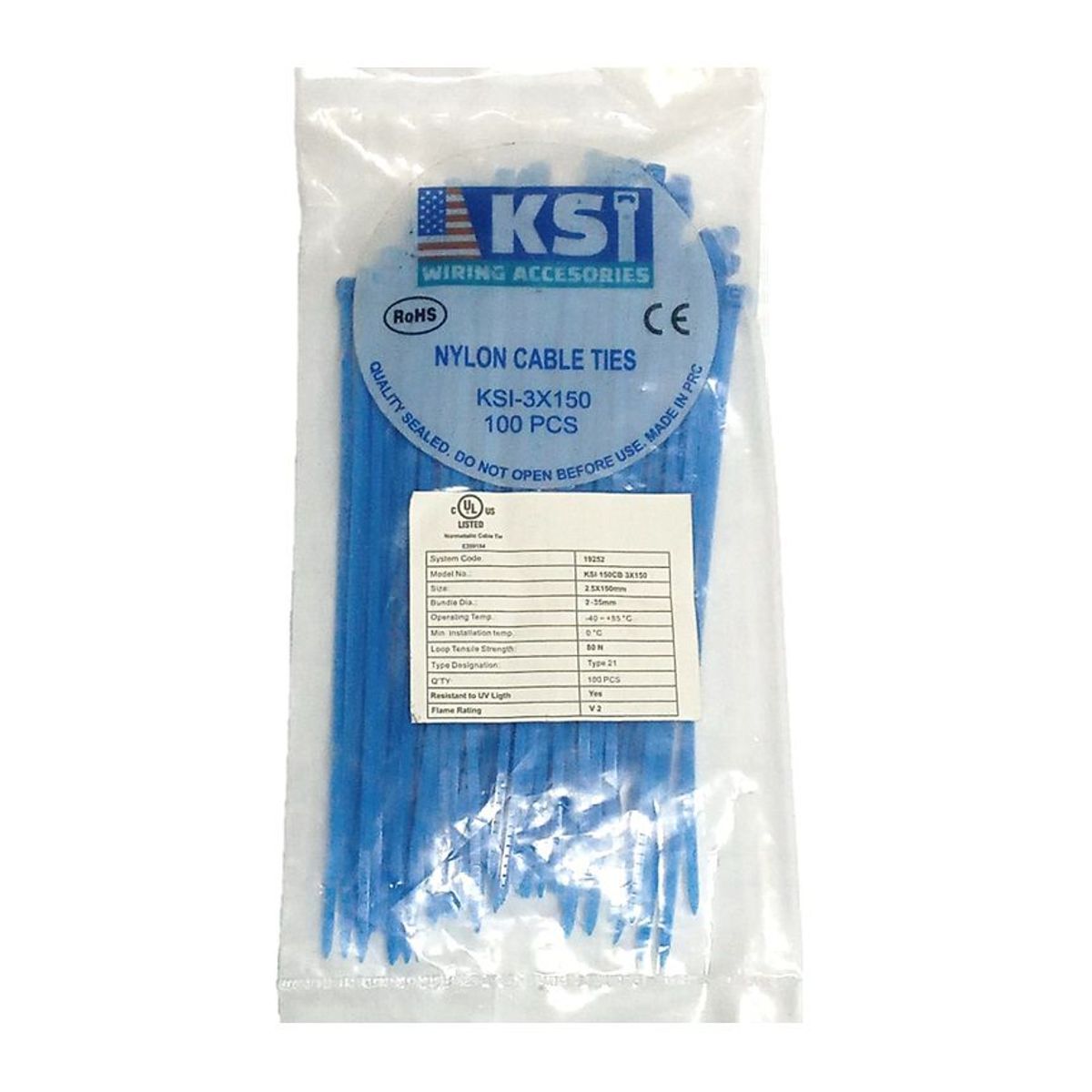 GENERICO - CINTILLO DE AMARRE CELESTE POR 100 UNIDADES DE 15CM X 2.5MM