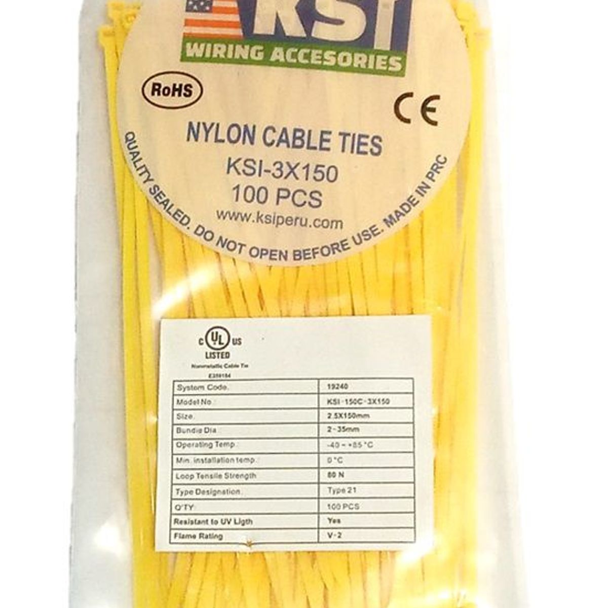 GENERICO - CINTILLO DE AMARRE AMARILLO POR 100 UNIDADES DE 15CM X 2.5MM