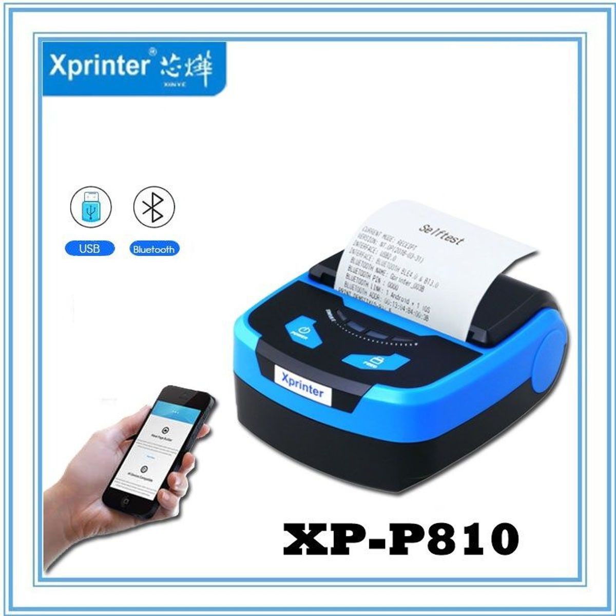 XPRINTER - Impresora  Termica Portatil Recargable y Bluetooth 80mm XP-P810