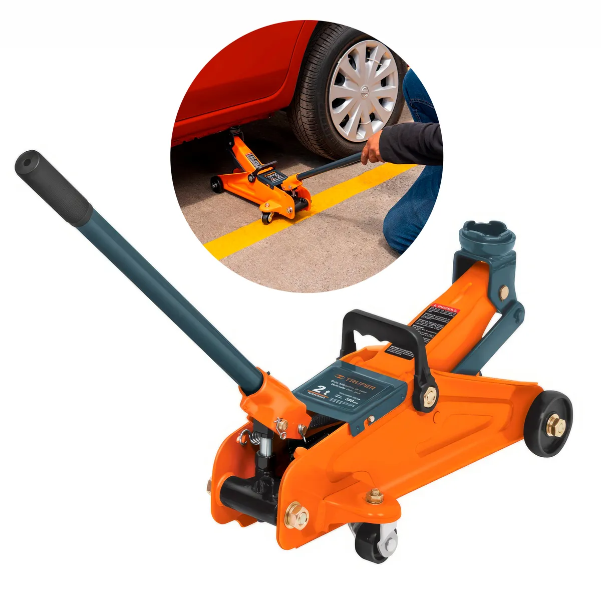 TRUPER - Gata Hidráulica Tipo Lagarto Patin 2Ton de Acero Truper