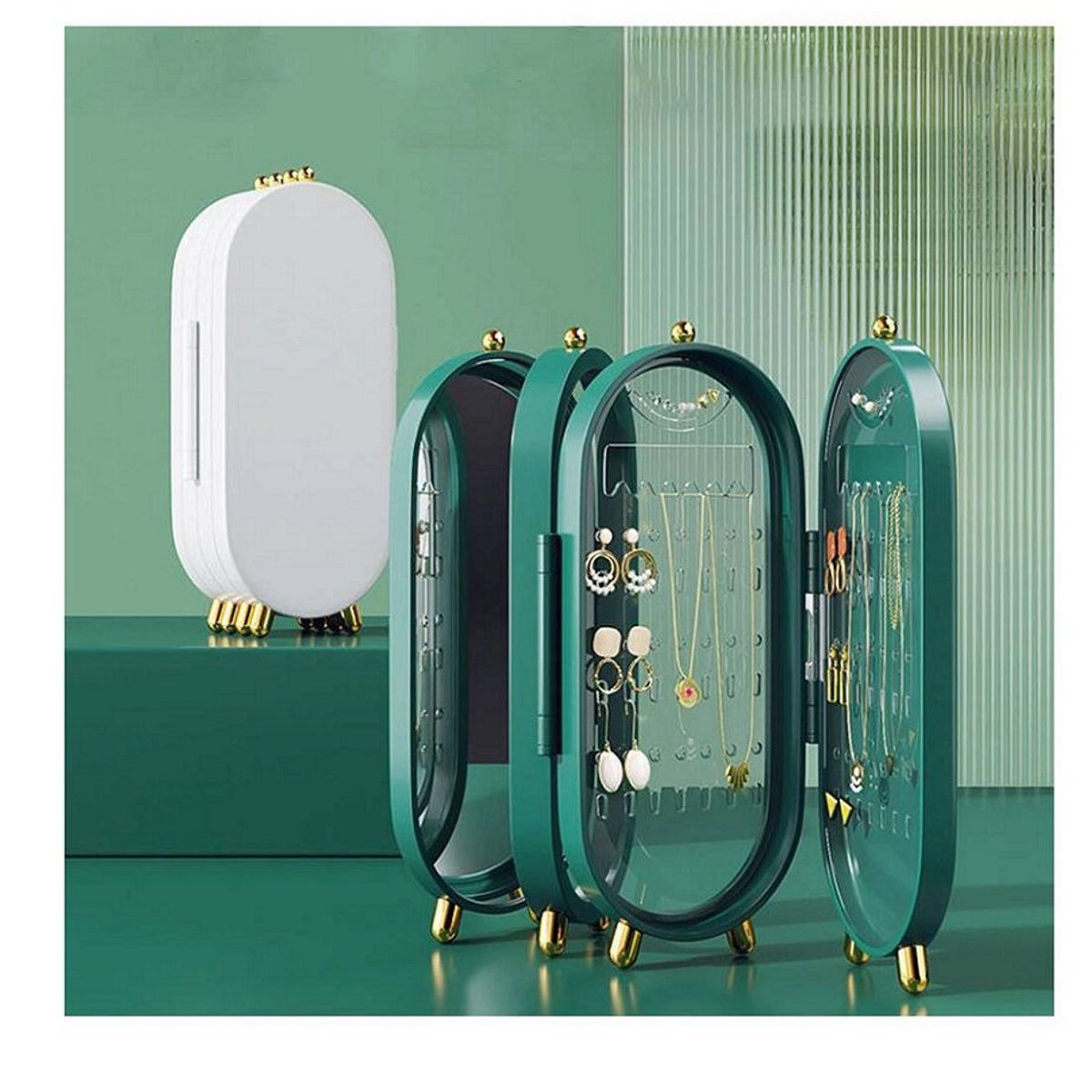 GENERICO - Joyero Organizador Acrilico Plegable para Joyas Collar  - Verde