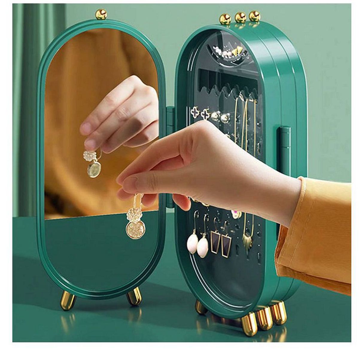 GENERICO - Joyero Organizador Acrilico Plegable para Joyas Collar  - Verde