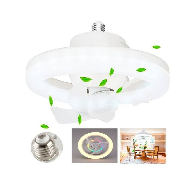 GENERICO - Foco Ventilador Inteligente 3 en 1 con Luz LED RGB Giratorio 360° E27