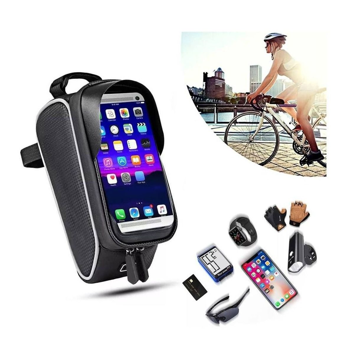 SEISA - Estuche Bolso Porta Celular en Bicicleta Impermeable