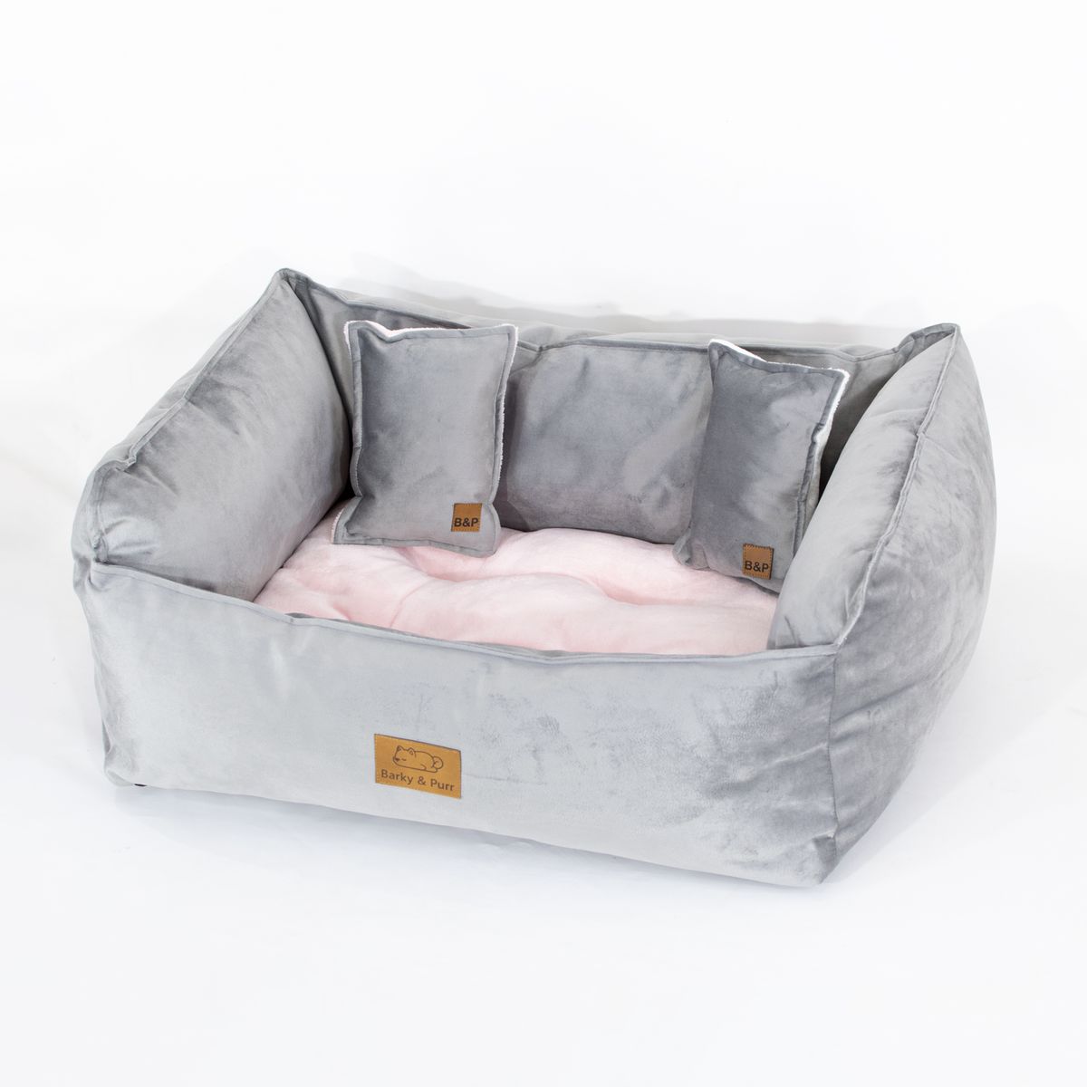 GENERICO - Cama Perro Barky Gris Rosa M