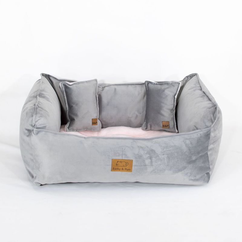 GENERICO - Cama Perro Barky Gris Rosa L