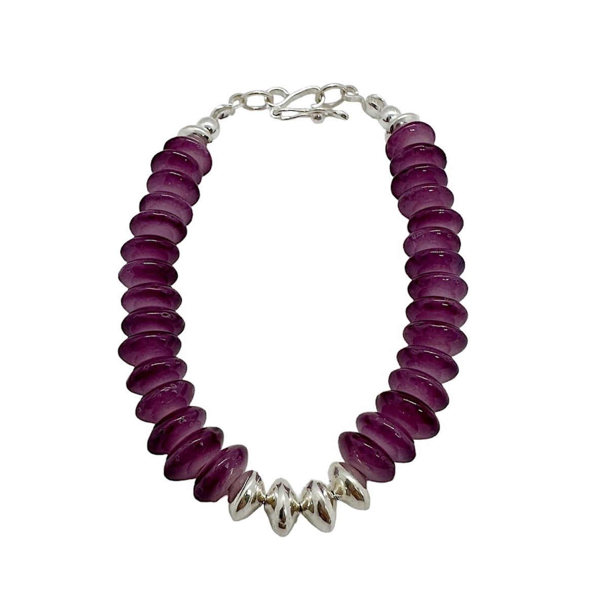 GENERICO - Pulsera Ágata Morada - Plata