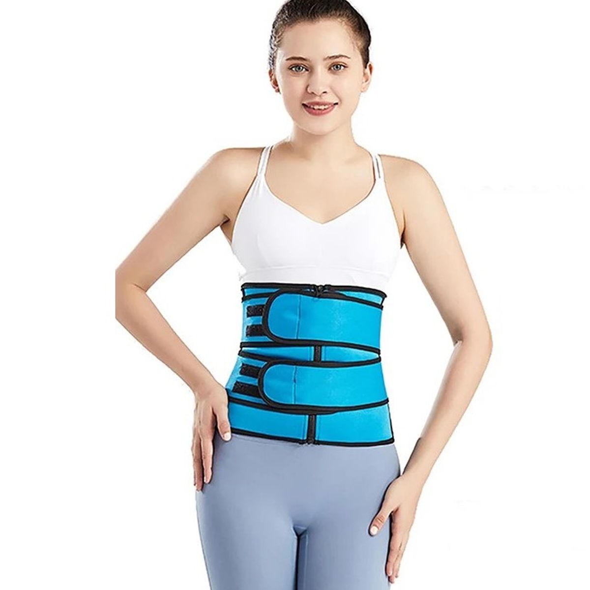 GENERICO - Faja moldeadora reductora de cintura con cierre color AZUL