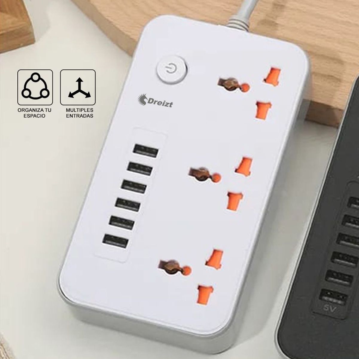 DREIZT - Extensión de Enchufe 6 USB 3 PowerSocket Universal HYC280052 Dreizt B