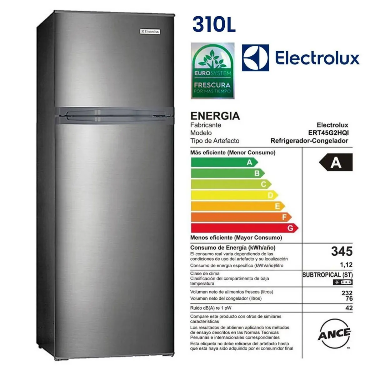 ELECTROLUX - Refrigeradora Electrolux Frost 310LT ERT45G2HQI_.
